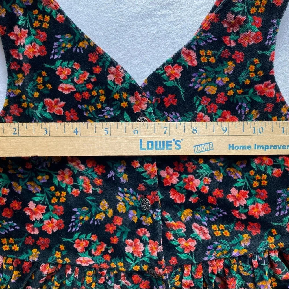 Vintage 90s GAP Floral Velvet Kids Button up Dress - Girls XXS - Picture 7 of 8